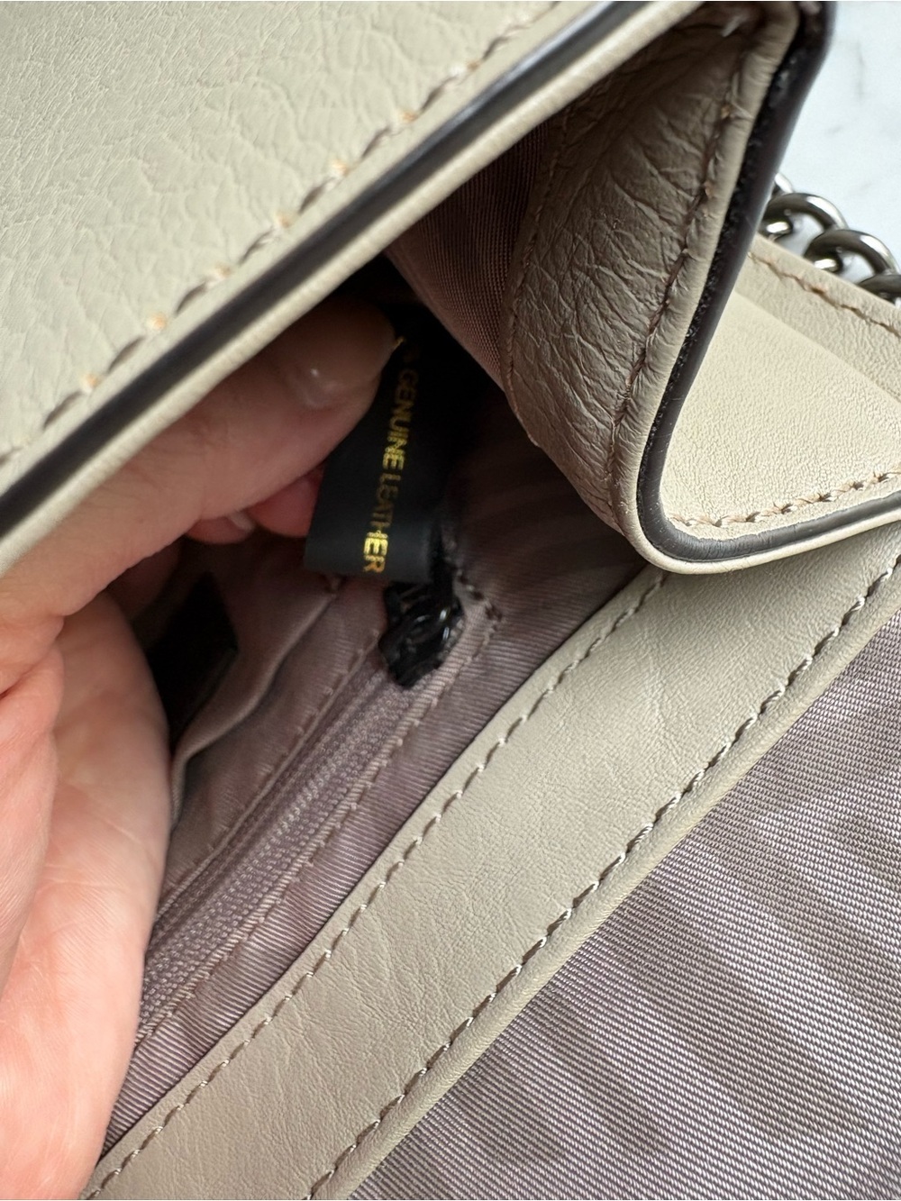 Rebecca Minkoff Geo Quilted Love Crossbody Bag Taupe Leather NWT $295 MSRP - Picture 12 of 13